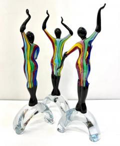 Formia Murano 1980s Italian Colorful Murano Glass Set 3 Ballet Dancers for Cosulich Interiors - 4283459