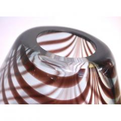 Formia Murano Formia 1970s Two Fenicio Feather Decorated Purple Brown Murano Art Glass Vases - 500831