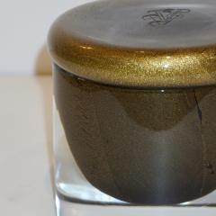 Formia Murano Formia 1980 Italian Crystal and Black Murano Glass Box Worked 24Kt Gold Dust - 1111941