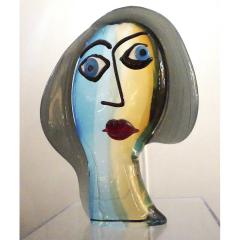 Formia Murano Formia 1980s Modern Italian Colored Murano Glass Woman Head Sculpture - 1016549