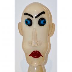 Formia Murano Formia 1980s Modern Italian Comic Ivory Glass Head Sculpture - 760382