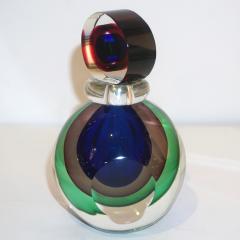 Formia Murano Formia 1990s Modern Italian Organic Green Blue Grey Murano Glass Round Bottle - 1534194