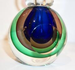 Formia Murano Formia 1990s Modern Italian Organic Green Blue Grey Murano Glass Round Bottle - 1534199