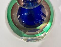 Formia Murano Formia 1990s Modern Italian Organic Green Blue Grey Murano Glass Round Bottle - 1534201