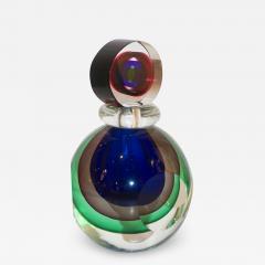 Formia Murano Formia 1990s Modern Italian Organic Green Blue Grey Murano Glass Round Bottle - 1535523