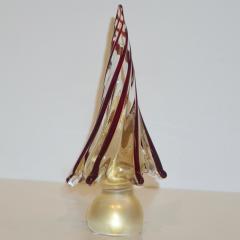 Formia Murano Formia Italian Vintage Wine Red Gold Murano Glass Christmas Tree Sculpture - 2067567