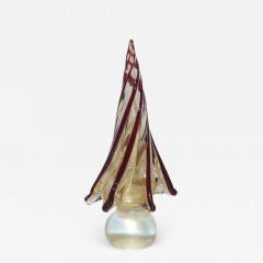 Formia Murano Formia Italian Vintage Wine Red Gold Murano Glass Christmas Tree Sculpture - 2068773