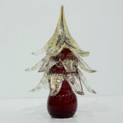 Formia Murano Formia Italian Vintage Wine Red and Gold Murano Glass Christmas Tree Sculpture - 1183921