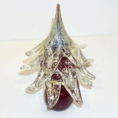 Formia Murano Formia Italian Vintage Wine Red and Gold Murano Glass Christmas Tree Sculpture - 1183926