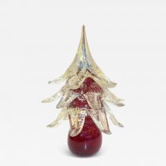 Formia Murano Formia Italian Vintage Wine Red and Gold Murano Glass Christmas Tree Sculpture - 1183981