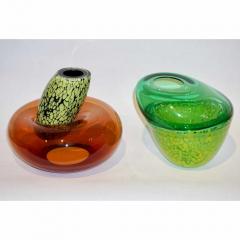 Formia Murano Hilton McConnico by Formia 1990s Italian Orange and Green Murano Art Glass Vases - 633713