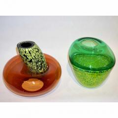 Formia Murano Hilton McConnico by Formia 1990s Italian Orange and Green Murano Art Glass Vases - 633742