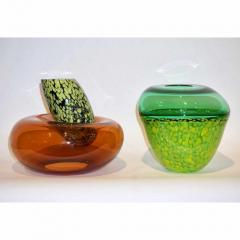 Formia Murano Hilton McConnico by Formia 1990s Italian Orange and Green Murano Art Glass Vases - 633743