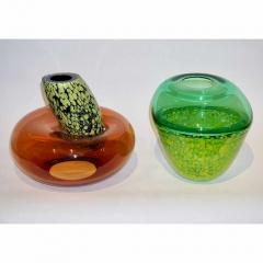 Formia Murano Hilton McConnico by Formia 1990s Italian Orange and Green Murano Art Glass Vases - 633744