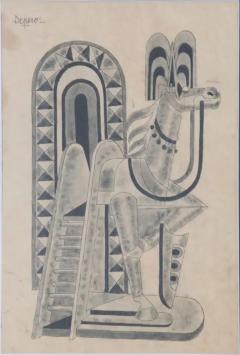 Fortunato Depero Depero Fortunato Painting Title Horse and Stained Glass Archive Certificate - 3676244