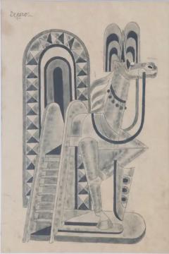 Fortunato Depero Depero Fortunato Painting Title Horse and Stained Glass Archive Certificate - 3676252