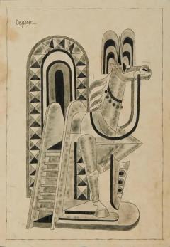 Fortunato Depero Depero Fortunato Painting Title Horse and Stained Glass Archive Certificate - 3676324