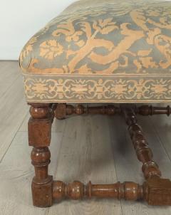 Fortuny Upholstered French Baroque Walnut Bench circa 1900 or earlier - 4117759