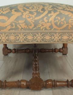 Fortuny Upholstered French Baroque Walnut Bench circa 1900 or earlier - 4117760