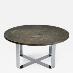 Fossil Embossed Table on Chromed Steel Base 1970s - 300365