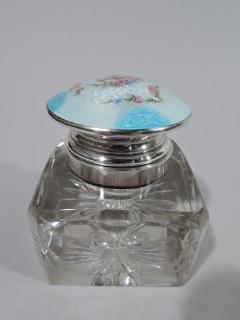 Foster Bailey Antique Edwardian Sterling Silver Enamel Inkwell by Foster Bailey - 3748942