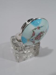 Foster Bailey Antique Edwardian Sterling Silver Enamel Inkwell by Foster Bailey - 3748943