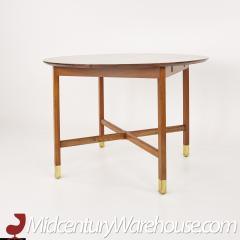 Founders Mid Century Walnut and Brass Expanding Dining Table with Leaf - 2358674