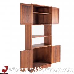 Founders Style Mid Century Walnut and Cane Display Shelf - 2577785