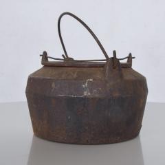 Foundry Melting Pots Antique Industrial Patinated Rustic Cauldron Metal Handle - 1891585