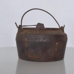 Foundry Melting Pots Antique Industrial Patinated Rustic Cauldron Metal Handle - 1891587