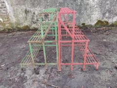 Four French Mid Century Rectangular Iron Garden Plant Pot Shelves or Stands - 4186931