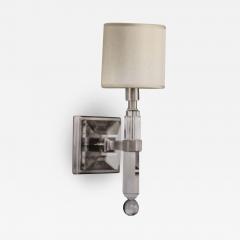 Four French Modern Neoclassical Style Wall Lights in Nickel and Crystal - 1737192