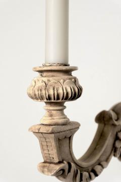 Four Hand Carved Bleached Walnut Single Arm Sconces - 4376375