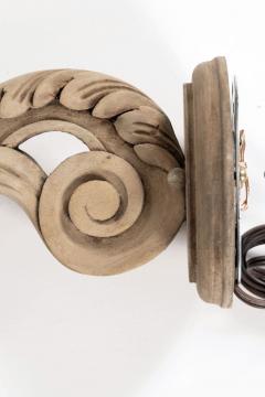 Four Hand Carved Bleached Walnut Single Arm Sconces - 4376378