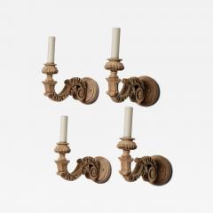 Four Hand Carved Bleached Walnut Single Arm Sconces - 4379450