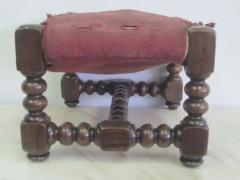 Four Italian 19th Century Hand Carved Wood Stacked Ball Footstools Ottomans - 4102717