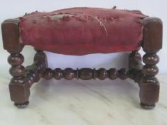 Four Italian 19th Century Hand Carved Wood Stacked Ball Footstools Ottomans - 4102749