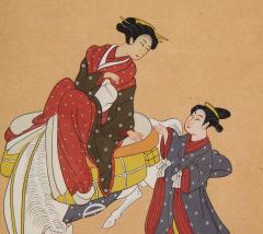 Four Japanese Themed Gouache Paintings - 1013588