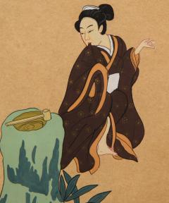 Four Japanese Themed Gouache Paintings - 1013589