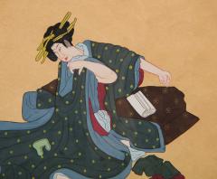 Four Japanese Themed Gouache Paintings - 1013592