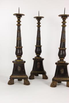 Four Large Scale 17th Century Black Gilt Painted Pricket Stands - 1364329