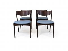 Four PE Jorgensen Danish Rosewood Dining Chairs in Sky Blue Leather - 2462618