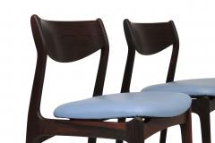 Four PE Jorgensen Danish Rosewood Dining Chairs in Sky Blue Leather - 2462620