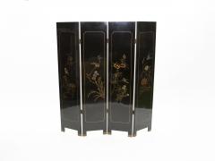 Four Panel Chinese Lacquered hardstones scenery screen 1940s - 2703952