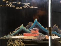 Four Panel Chinese Lacquered hardstones scenery screen 1940s - 2703956