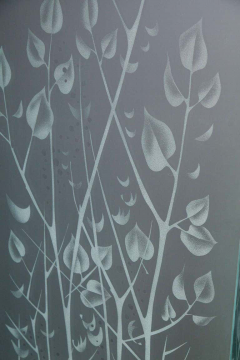 Four Panel Etched Glass Screen - 2242956