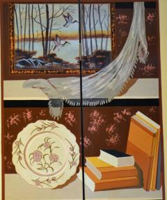 Four Panel Folding Screen Custom Studio Trompe Loeil 1960s - 572456