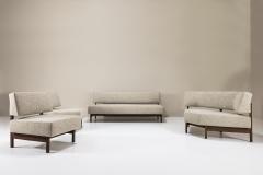 Four Piece Living Room Set in Off white Fabric and Rosewood Italy 1960s - 3886308