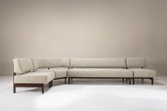 Four Piece Living Room Set in Off white Fabric and Rosewood Italy 1960s - 3886309