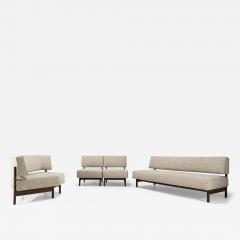 Four Piece Living Room Set in Off white Fabric and Rosewood Italy 1960s - 3889487